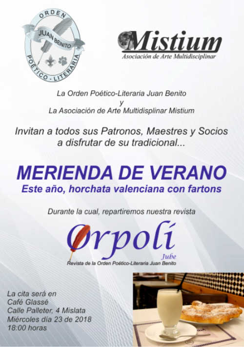 Cartel anunciador de la Merienda de Verano de la Orden.
