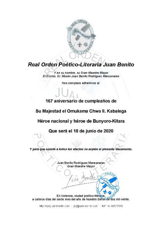 167 cumpleños del omukama Chwa II. Kabalega