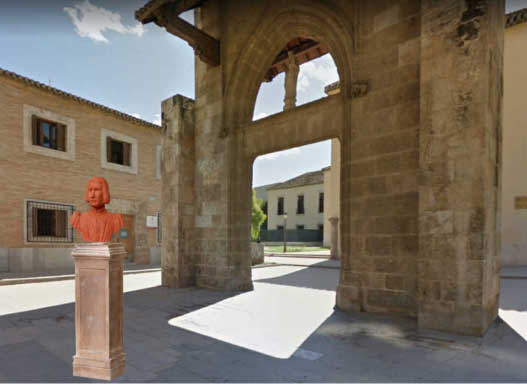 Simuación de cómo quedaría el busto con su pilastra en el lugar solicitado.